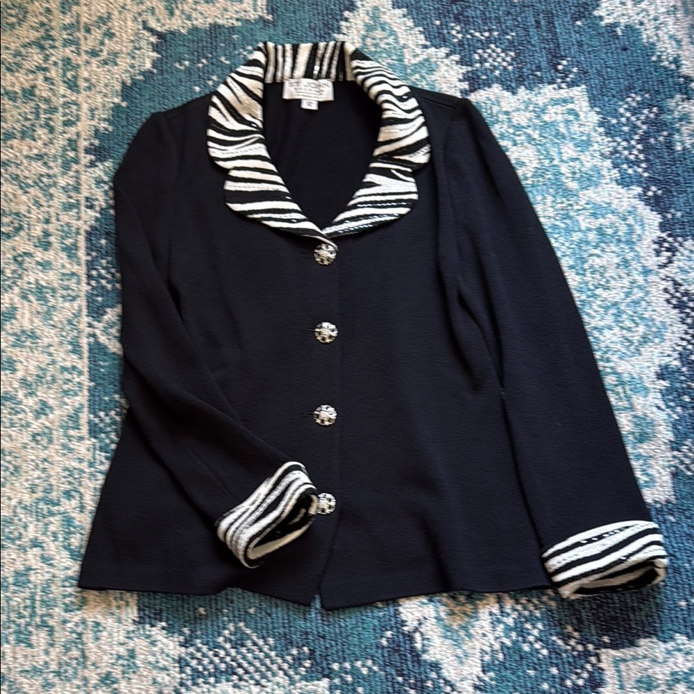 St. John Black and White Structured Sweater Blazer